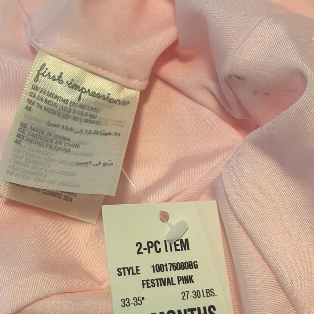 First Impressions Pink and White Striped Rashguard Set